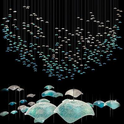 现代创意玻璃水晶灯 大堂花瓣水晶吊灯 伞艺术装饰吊灯